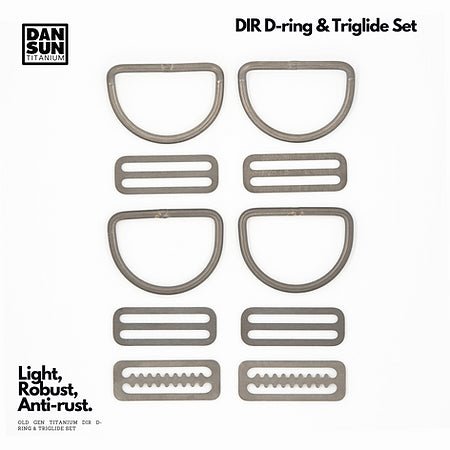 Dan Sun Titanium Old gen D - Ring+ Tri - Glide Set (10 Pieces) - Deep Dive Supplies