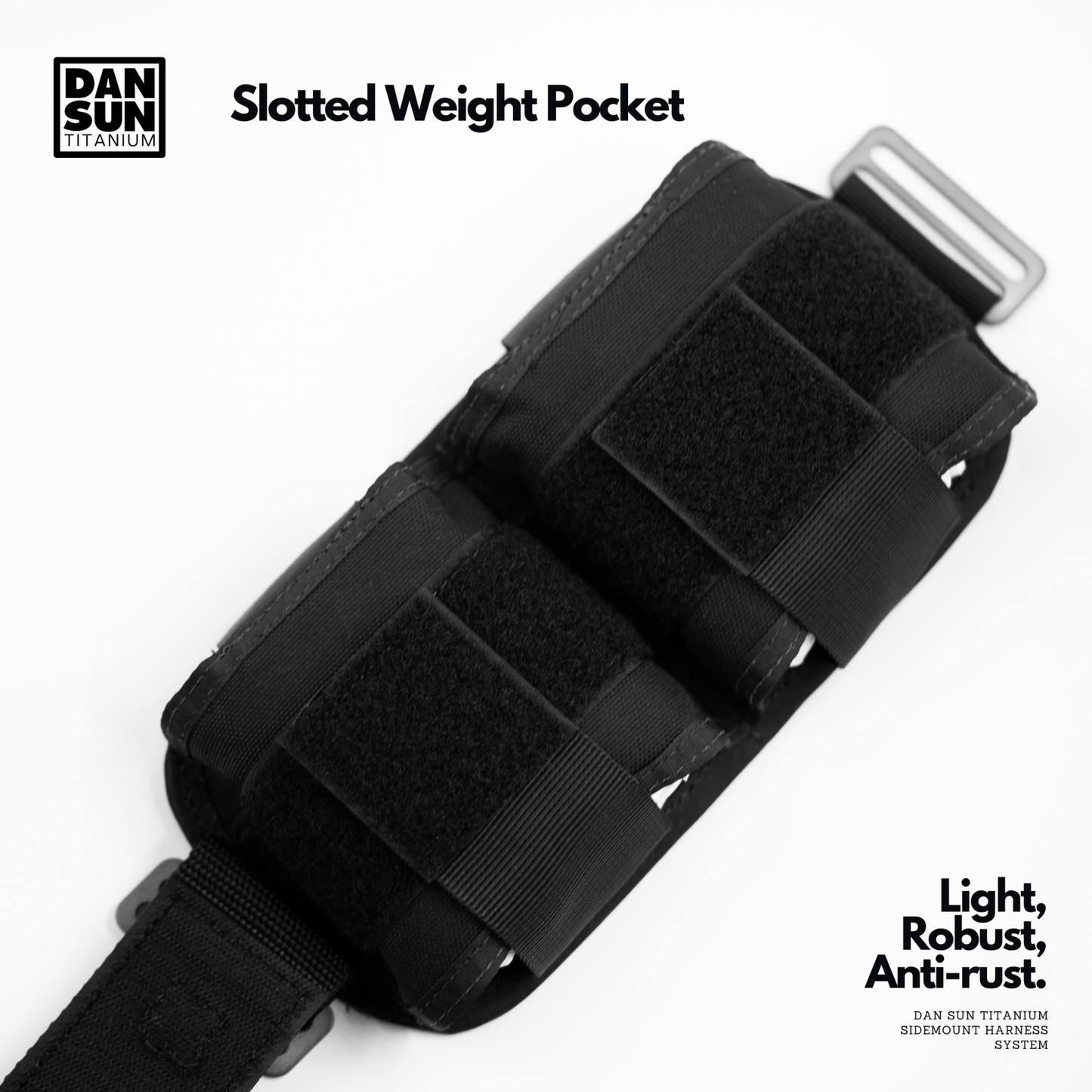 Dan Sun Titanium Velcro Weight Pouch With Serrated Triglides - Deep Dive Supplies