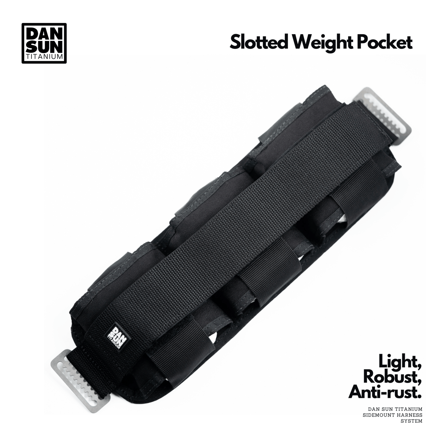 Dan Sun Titanium Velcro Weight Pouch With Serrated Triglides - Deep Dive Supplies