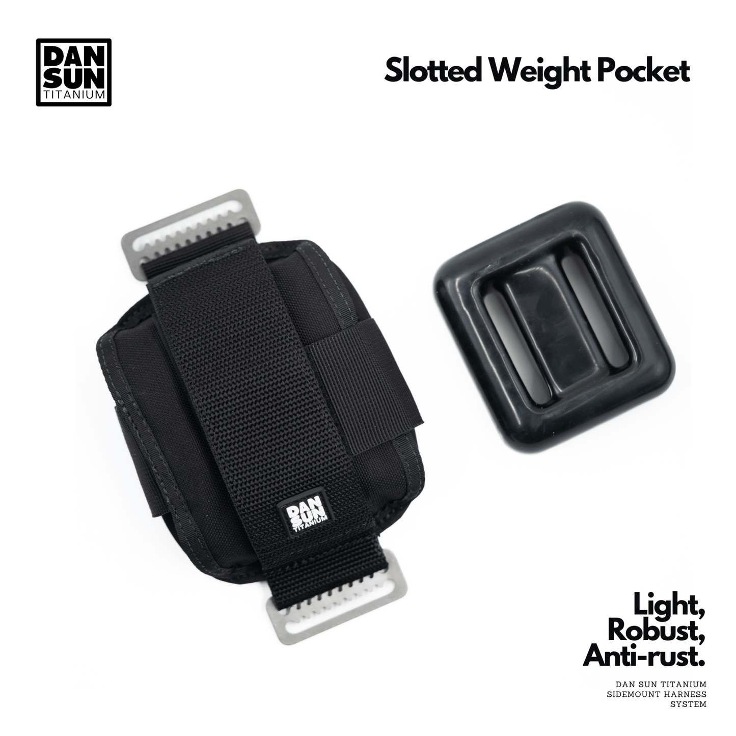 Dan Sun Titanium Velcro Weight Pouch With Serrated Triglides - Deep Dive Supplies