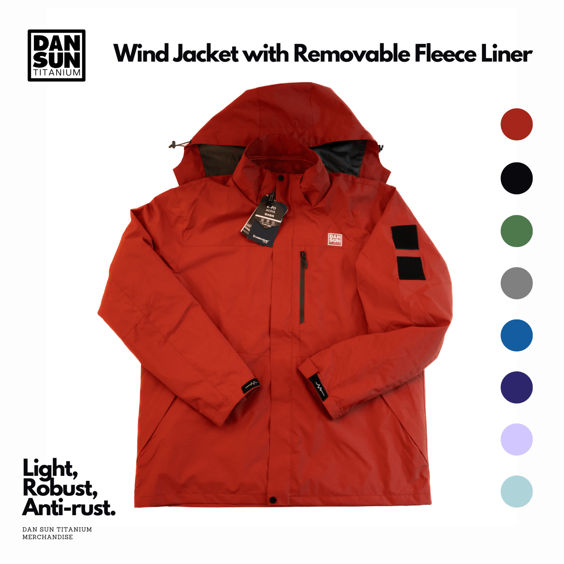 Dan Sun Titanium Wind Jacket With Detachable Fleece Lining - Deep Dive Supplies