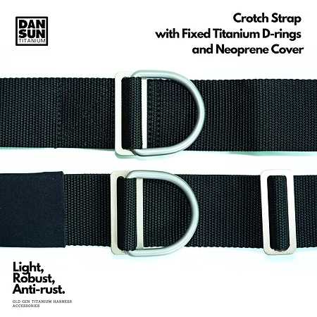 Dan Sun Titanium Crotch Strap With Fixed D-Rings with Neoprene Cover