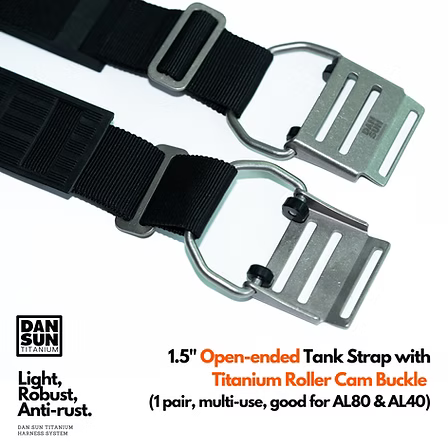 Dan Sun Titanium 1.5 Open Ended Tank Straps With Titanium Roller Cam Buckle