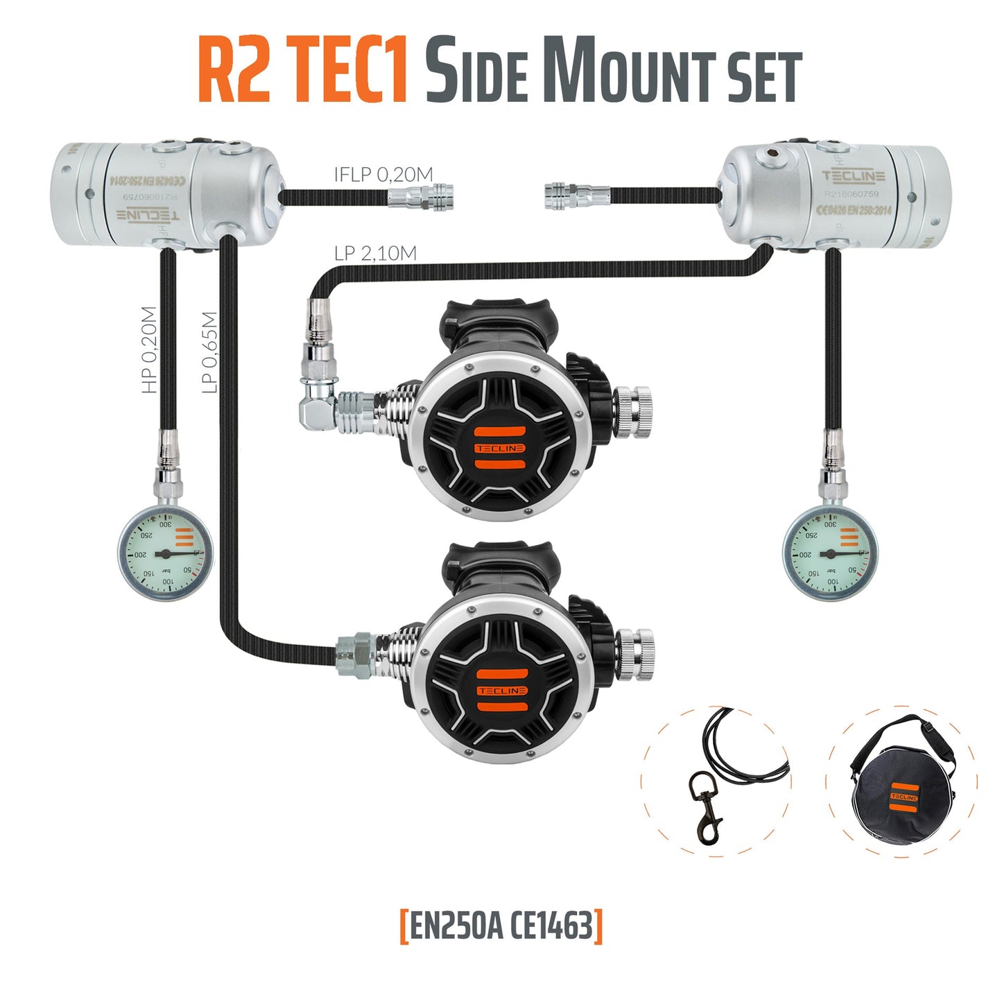 Tecline R2 TEC 1  Sidemount Regulator Set