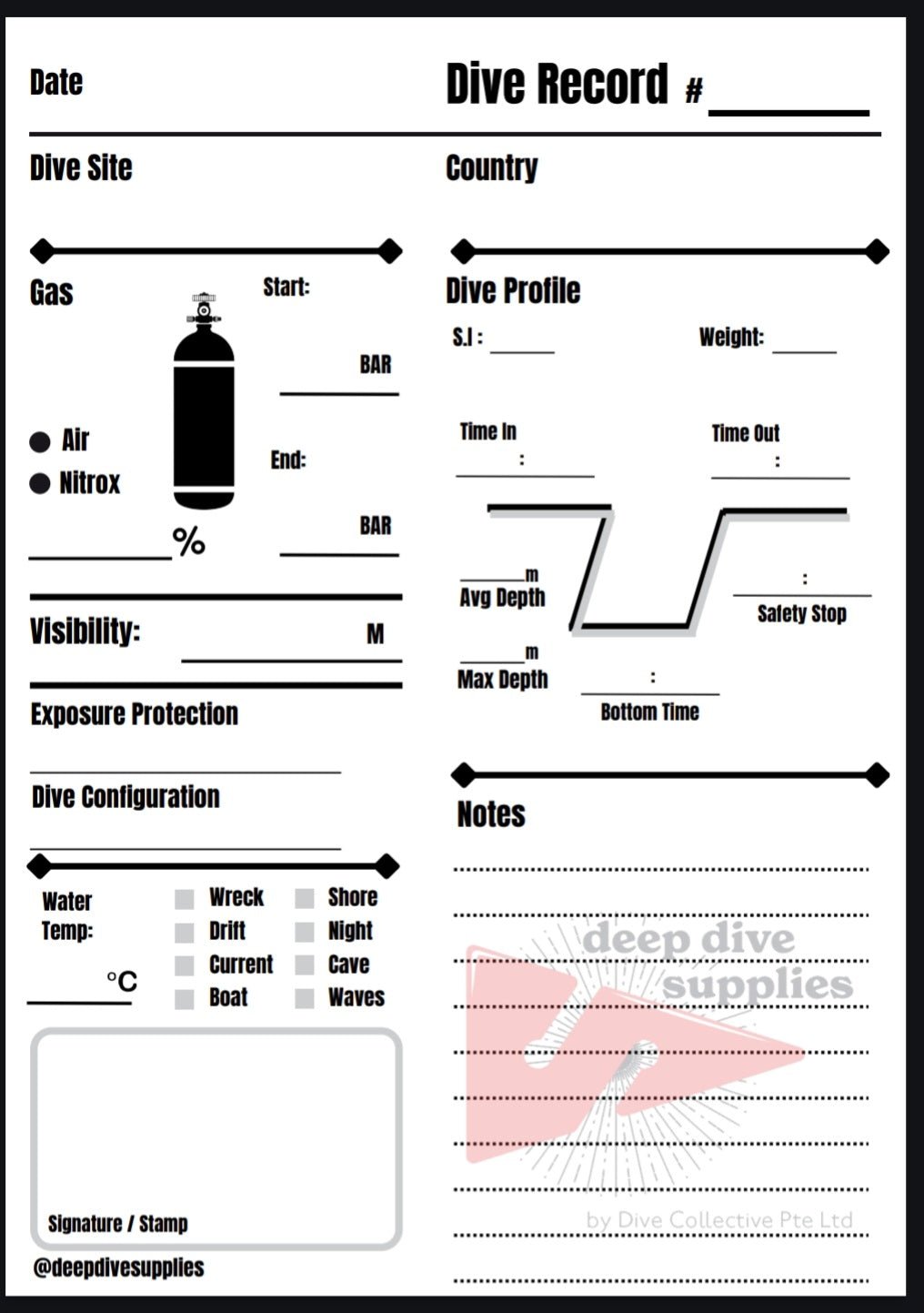 Customised Dive Log - Deep Dive Supplies